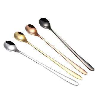 long handle spoon set 18cm stainless steel eco-friendly cutlery pair front view