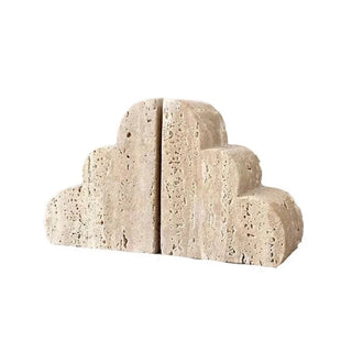 marble bookends travertine stone wave design handcrafted elegance set front view