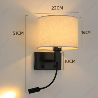 LED Fabric Wall Light – Adjustable Reading Lamp With Soft Lampshade & Warm Frame
