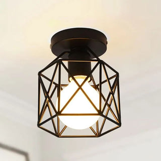Geometric Ceiling Light – Black Wrought Iron Lamp | Modern Nordic Lighting Fixture