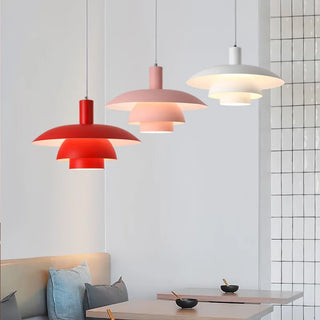 PH-style layered pendant underside view — designer aluminium shade lamp