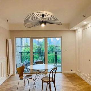 Straw Hat LED Chandelier – Modern Pendant Light | Elegant Dining Room Lighting
