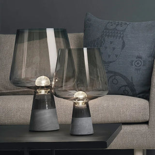 Industrial Bedside Lamp – LED Glass Stone Table Light With Polished Chrome Finish
