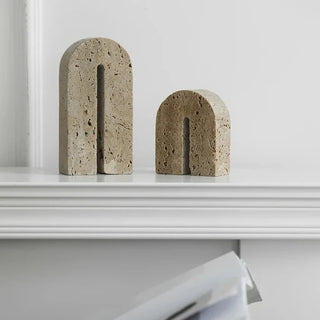natural stone bookends handcrafted nordic travertine arch supports set view