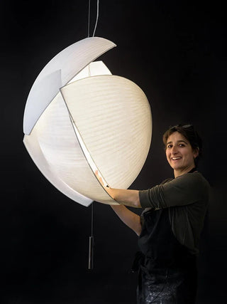 LED Fabric Pendant Light – Modern White Fabric Lampshade | Living Room Lighting