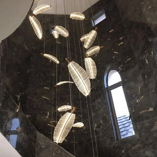 LED Crystal Chandelier – Modern Leaf Design Light | Energy Efficient Living Room Lighting
