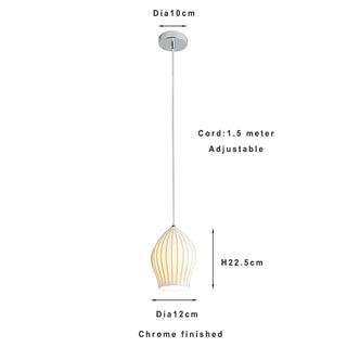 Ceramic Pendant Light – Ribbed Ceramic Finish Modern Pendant Lamp with Adjustable LED