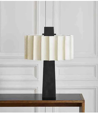 Scandinavian Table Lamp – Minimalist Matte Black Aluminium With Pleated Shade