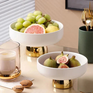 luxury ceramic bowl earthworks handcrafted french high footed porcelain fruit dish side view