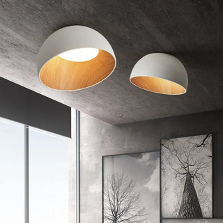 Modern Ceiling Light – Black Metal & Wood Dimmable LED Fixture by Lumavera