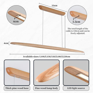 Dimmable Wooden Pendant Light - Modern Kitchen Island Lamp With Remote Control