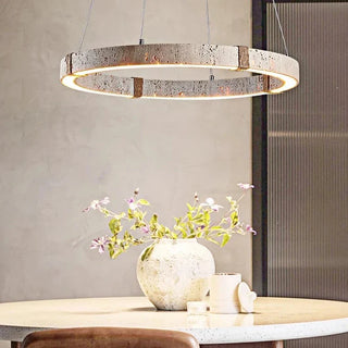 Stone Steel Chandelier – Contemporary Dining Room Lighting | Dimmable LED Fixture