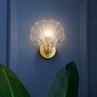 Glass Seashell Wall Sconce – Decorative Lighting With Molded Glass Diffuser & Gold Tone Base
