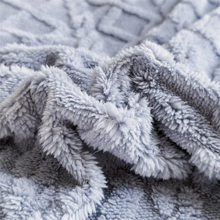 double layer throw blanket soft cozy polyester grey blue scandinavian style set view
