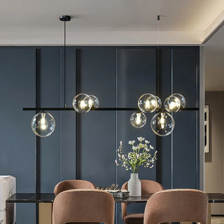 Glass bubble chandelier pendant illuminated — contemporary luxury lighting