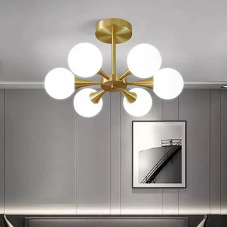 LED Hanging Ceiling Light – White Glass Chandelier With Milky Spheres Elegant Design