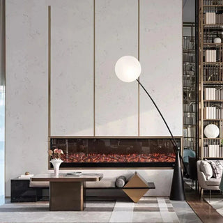 Opal Arc lamp close-up – tinted opalescent globe LED dimmable