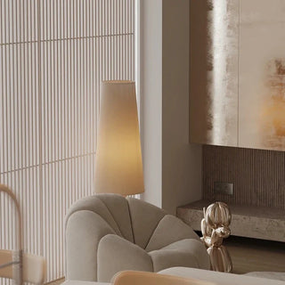Minimalist Nordic tree floor lamp room view – LED knitted shade