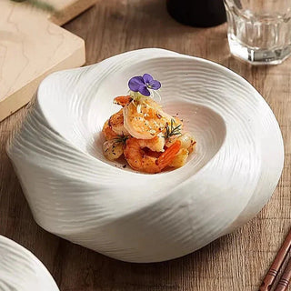 ceramic serving plate earthworks imperial plate collection handcrafted porcelain dinnerware close-up