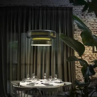 Colored Glass Pendant Light – European Style Dining Room Lighting With Adjustable Height