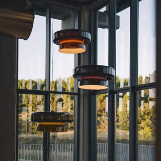Colored Glass Pendant Light – European Style Dining Room Lighting With Adjustable Height