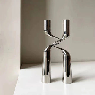 metal candle holder stainless steel flowing design sabrossi hoff 33cm close-up