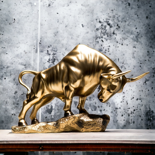 golden bull creative resin luxury home decor sculpture close-up