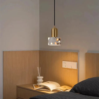 LED Pendant Light – Modern Pendant Lamp with Travertine Stone Shade | Warm Ambient Lighting