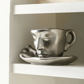 ceramic art mug handcrafted face figure cup 260ml durable drinkware product view
