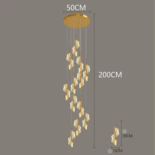 Lustre spirale moderne – Luminaire de luxe en cristal pour villa et salon