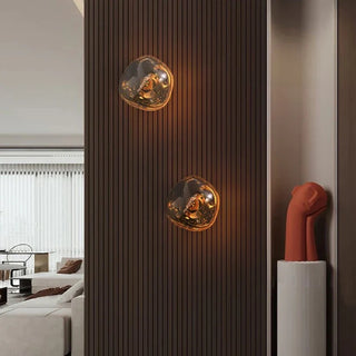 Dark smoke glass wall sconce illuminated — Lava premium aluminum lamp