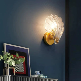Glass Seashell Wall Sconce – Decorative Lighting With Molded Glass Diffuser & Gold Tone Base