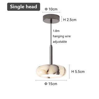 Natural Stone Pendant Light – Black Bedroom Lighting with Metallic Iron Finish