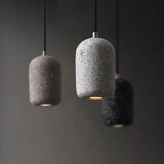Vintage Pendant Light - Industrial Pendant Lamp with Cement Lampshade & Warm LED