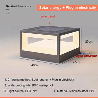 Solar Pillar Lamp – Stainless Steel Outdoor Solar Lighting With Warm White LED