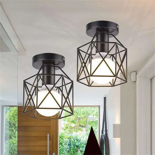 Geometric Ceiling Light – Black Wrought Iron Lamp | Modern Nordic Lighting Fixture
