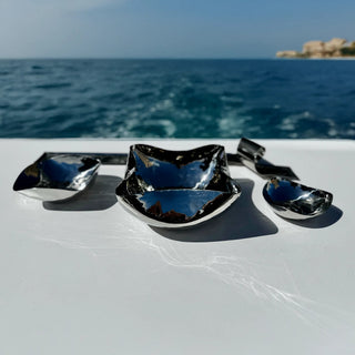 stainless steel bowl rikan polished hammered shell shape liquid metal finish 13.3 inch set view