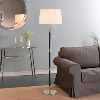 Postmodern fabric floor lamp illuminated — minimalist warm