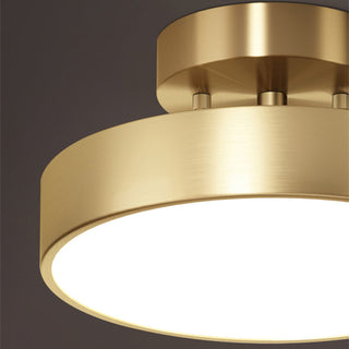LED copper semi-flush ceiling fixture, warm ambient acrylic