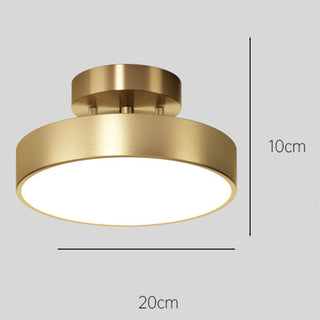 Modern copper semi-flush ceiling lamp with acrylic shade