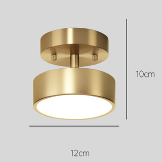 Copper LED ceiling light with acrylic shade, modern semi-flush