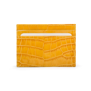 slim yellow crocodile pattern leather card holder haven italian calfskin wallet natural view