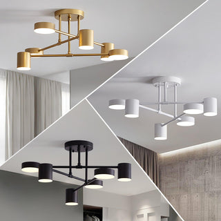 LED Ceiling Light - Metal Flush Mount Light with Gold & Black Circle Design