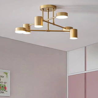 Metal flush mount ceiling lamp, gold black circle LED design
