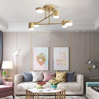 Metal flush mount LED ceiling fixture, gold black circle