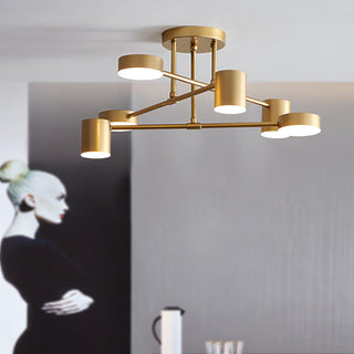 Modern metal ceiling fixture with gold black circles, LED