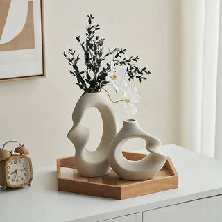 scandinavian ceramic vase set minimalist twist design modern nordic decor side view