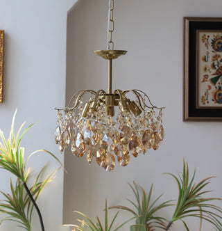 French amber romantic chandelier crystal gold plated ceiling