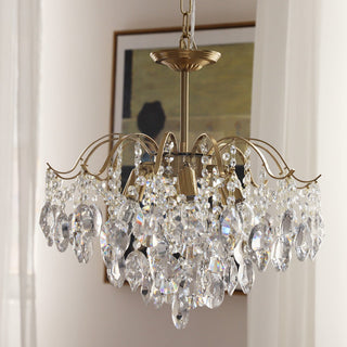 Romantic crystal French chandelier amber gold plated ceiling