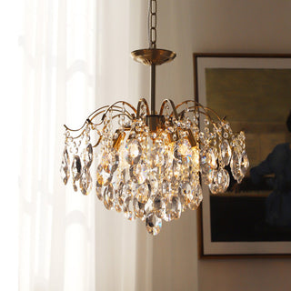 French amber crystal chandelier gold plated romantic pendant